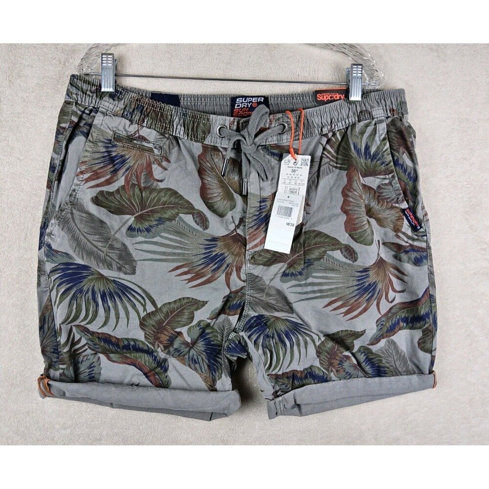 Superdry Men's Sunscorched Grey Floral Drawstring Shorts Size 38